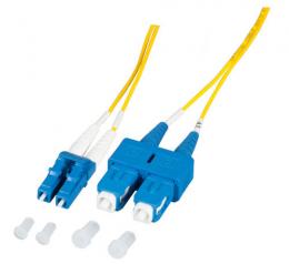 Duplex Jumper LC-SC 9/125, OS2, LSZH, gelb, 1.2mm, 0,5m