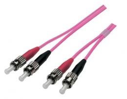 Duplex Jumper ST/ST 50/125 0.5 m, OM4, LSZH, violett