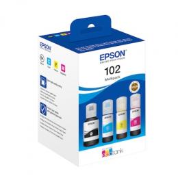 Epson 102 EcoTank-Tintenflaschen 4er-Pack 4x Farben Für Kompatibilität, siehe Artikel-Beschreibung | 4x Tintenflaschen: Schwarz, Magenta, Gelb & Cyan