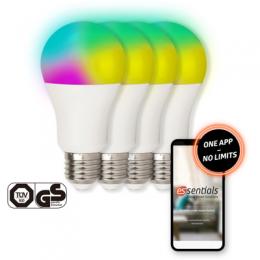 essentials WLAN Glühbirne für Smart Home 10W, Alexa kompatibel E27 [4er Set]