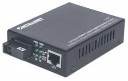 Fast Ethernet WDM bidirektionaler Singlemode Medienkonverter INTELLINET 10/100Base-TX auf 100Base-FX (SC) Single Mode, 20 km, WDM (RX1550/TX1310)