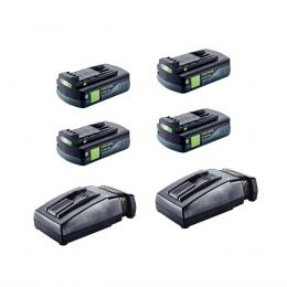 Festool Akku Set 18V mit 4x BP 18 Li 3,1 CI Akkupack 3,1Ah Bluetooth ( 203799 ) + 2x TCL 6 Ladegerät ( 201135 )