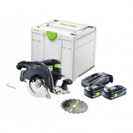 Festool HKC 55 EB-Basic Akku Handkreissäge 18 V 160 mm Brushless ( 576163 ) + 2x Akku 4,0 Ah + Ladegerät + Systainer