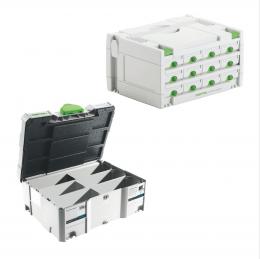 Festool Sortainer Set SYS 3-SORT/12 ( 491986 ) Sortiment Koffer + Systainer T-LOC SORT-SYS 2 TL Domino ( 498889 )