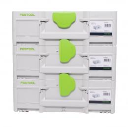 Festool Systainer Set 3x SYS3 M 137 ( 3x 204841 ) 10,4 Liter 396x296x137mm Werkzeugkoffer koppelbar