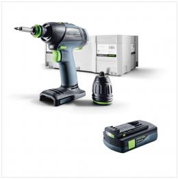 Festool T 18+3 Li-Basic Akku Bohrschrauber 18V 50Nm Brushless + 1x Akku 3,1Ah + systainer - ohne Ladegerät