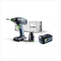 Festool T 18+3 Li-Basic Akku Bohrschrauber 18V 50Nm Brushless + 1x Akku 5,2Ah + systainer - ohne Ladegerät