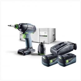 Festool T 18+3 Li-Plus Akku Bohrschrauber 18 V 50 Nm Brushless + 2x Akku 5,2 Ah + Ladegerät + Systainer ( 574756 )