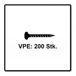 Fischer Power-Fast II FPF II Spanplattenschraube 3,5x15 mm 200 Stück ( 670098 ) Pan Head mit Torx Vollgewinde galvanisch verzinkt, blau passiviert