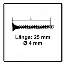 Fischer Power-Fast II FPF II Spanplattenschraube 4,0x25 mm 1000 Stück ( 670624 ) Senkkopf mit Torx Vollgewinde galvanisch verzinkt, blau passiviert 