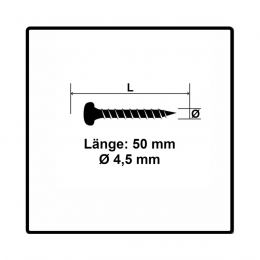 Fischer Power-Fast II FPF II Spanplattenschraube 4,5x50 mm 200 Stück ( 670636 ) Pan Head mit Torx Vollgewinde galvanisch verzinkt, blau passiviert