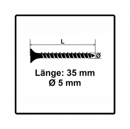 Fischer Power-Fast II FPF II Spanplattenschraube 5,0x35 mm 500 Stück ( 670353 ) Senkkopf mit Torx Vollgewinde galvanisch verzinkt, blau passiviert