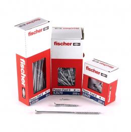 Fischer Power-Fast II FPF II Spanplattenschraube 6,0x300 mm 25 Stück ( 670474 ) Senkkopf mit Torx Teilgewinde galvanisch verzinkt, blau passiviert  