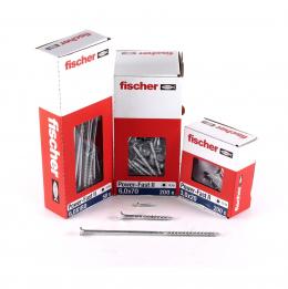 Fischer Power-Fast II FPF II Spanplattenschraube 6,0x60 mm 200 Stück ( 670482 ) Senkkopf mit Torx Teilgewinde galvanisch verzinkt, blau passiviert        