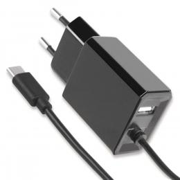 Fontastic USB-Typ-C Netzteil Diamond 17 W (5 V/3,4 A), 1,2 m mit zusätzlicher USB-A-Buchse