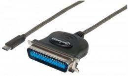 Full-Speed USB-C auf Cen36 Parallel-Druckerkonverter MANHATTAN USB-C-Stecker auf Cen36-Buchse, 1 m, schwarz