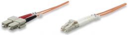 Glasfaser LWL-Anschlusskabel, Duplex, Multimode INTELLINET LC/SC, 62,5/125 , OM1, 2 m, orange