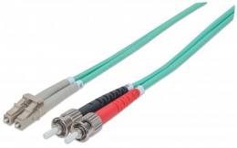 Glasfaser LWL-Anschlusskabel, Duplex, Multimode INTELLINET ST/LC, 50/125 , OM3, 2 m, Aqua