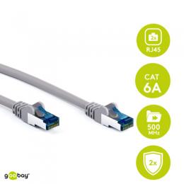 Goobay 0.25m RJ45 Patchkabel CAT 6A S/FTP (PiMF), 500 MHz, mit CAT 7 Rohkabel, grau LSZH halogenfrei, Kupfer