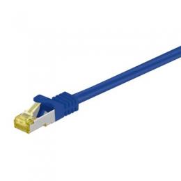 Goobay 1m RJ45 Patchkabel CAT 6A S/FTP (PiMF), 500 MHz, mit CAT 7 Rohkabel, blau LSZH halogenfrei, Kupfer