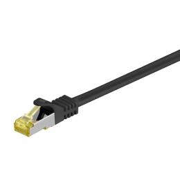 Goobay 1m RJ45 Patchkabel CAT 6A S/FTP (PiMF), 500 MHz, mit CAT 7 Rohkabel, schwarz LSZH halogenfrei, Kupfer