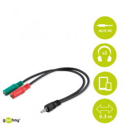 Goobay 3,5 mm Klinke-Adapterkabel [3,5mm 4-pin Stecker -> 3,5mm 3-pin Buchse]