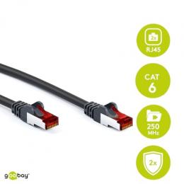 Goobay CAT 6 Patchkabel, S/FTP (PiMF), Schwarz 10m LSZH halogenfrei, Kupfer