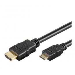 goobay HDMI-Kabel (High Speed mit Ethernet), HDMI-Stecker (Typ A) auf Mini-HDMI-Stecker (Typ C), 2 m