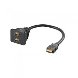 Goobay HDMI™ Kabeladapter, vergoldet [0.1m, Schwarz] 2x HDMI™-Buchse (Typ A) > HDMI™-Stecker (Typ A)