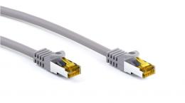 Goobay Patchkabel, Cat.7 Rohkabel, mit RJ45-Steckern (Cat.6a), S/FTP, halogenfrei, grau, 3 m