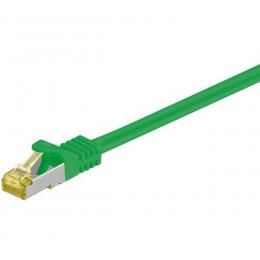 Goobay Patchkabel, Cat.7 Rohkabel, mit RJ45-Steckern (Cat.6a), S/FTP, halogenfrei, grün, 0,5 m