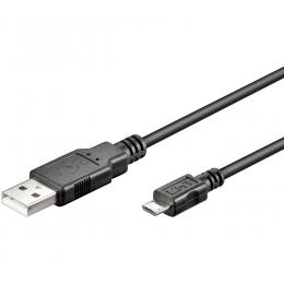 goobay USB 2.0 Hi-Speed Kabel, USB-Stecker auf Micro-USB-Stecker, schwarz, 0,15 m
