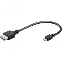 goobay USB 2.0 Hi-Speed OTG-Adapter, USB-Buchse (Typ A) auf Micro-USB-Stecker (Typ B), 0,2 m
