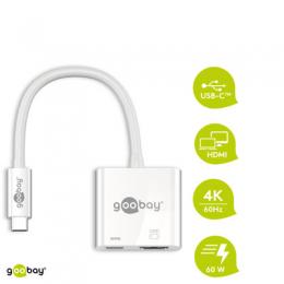 Goobay USB-C™-Adapter HDMI 4k60Hz, PD, weiß - erweitert ein USB-C™ Gerät um einen HDMI™Anschluss