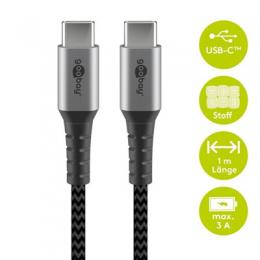 Goobay USB-C auf USB-C mit Metallsteckern, grau, 1m