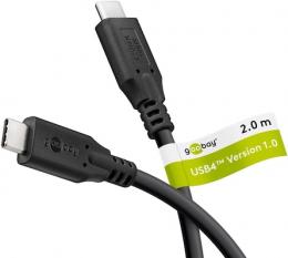 Goobay USB-C-Kabel, USB4, 2 m, schwarz