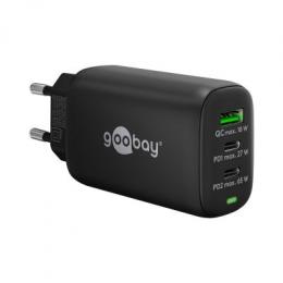 Goobay USB-C™ PD 3-fach Multiport-Schnellladegerät (65 W) - schwarz