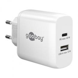 Goobay USB-C™ PD Dual-Schnellladegerät (65 W) weiß