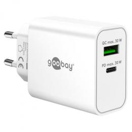 Goobay USB-C™ PD GaN Dual-Schnellladegerät (30 W) weiß