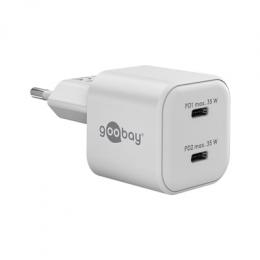 Goobay USB-C™ PD GaN Dual-Schnellladegerät Nano (35 W) weiß