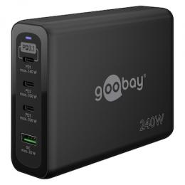 Goobay USB-C™ PD GaN Multiport-Schnellladegerät (240 W) schwarz