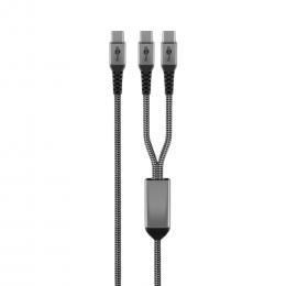 Goobay USB-C™-Textilkabel, 60 W, Power Delivery, 1,5 m, Schwarz-grau