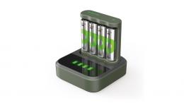 GP USB-Ladegerät B441 Micro (AAA) und Mignon (AA), inkl. 4 x RECYKO AA 2100 mAh, mit Dockingstation D451