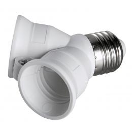 HEITRONIC Lampensockeladapter Kunststoff DUO, 1x E27 auf 2x E27
