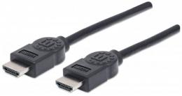 High Speed HDMI Kabel MANHATTAN 4K@30Hz, 3D, HDMI Stecker auf Stecker, geschirmt, schwarz, 1,8 m