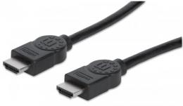 High Speed HDMI Kabel MANHATTAN 4K@30Hz, 3D, HDMI Stecker auf Stecker, geschirmt, schwarz, 15 m