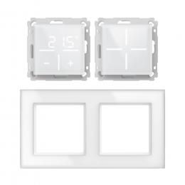 Homematic IP Set 1x Glastaster + Glas-Thermostat mit CO2 Sensor + Glasrahmen, weiß, HmIP-WGS + HmIP-WGTC + HmIP-GF2