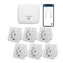 Homematic IP Set Beschattung mit Access Point, 6x Rollladenaktor für Markenschalter