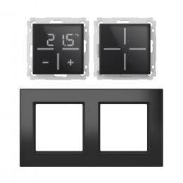 Homematic IP Smart Home Set Glasserie Anthrazit, Glastaster, Thermostat, 2-Fach Rahmen