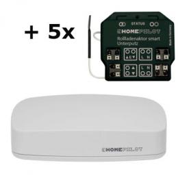 HOMEPILOT Gateway premium + 5x Rollladenaktor smart + Sensor + Sonnensensor